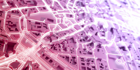 Techno mega city; urban and futuristic technology concepts, original 3d rendering