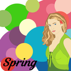 Obraz na płótnie Canvas Stock vector spring type of female appearance. Face of young woman. Seasonal color analysis palette