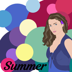 Stock vector summer type of female appearance. Face of young woman. Seasonal color analysis palette