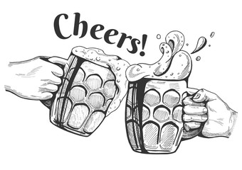 beer mugs cheers clinking