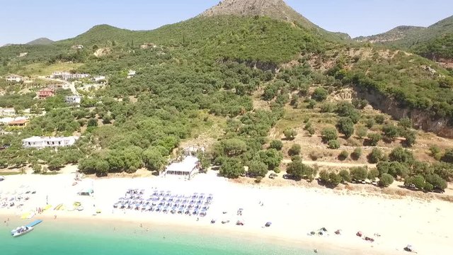 Aerial video of Parga in Greece with beatch
