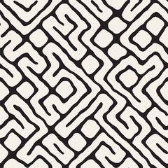 Seamless pattern with maze lines. Monochrome abstract background. Vector hand drawn labyrinth.