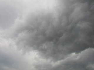 Gray storm clouds in the summer sky.