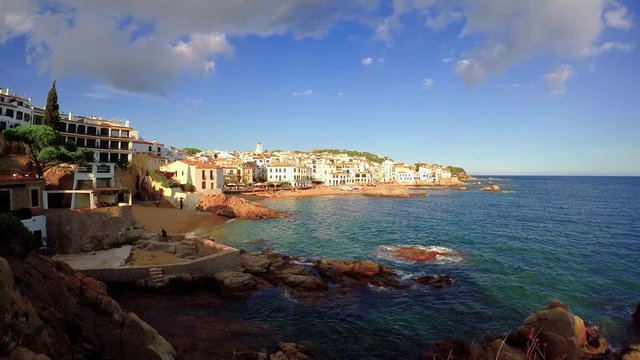 Village Calella de Palafrugell (Costa Brava, Spain) in wintertime, 4k