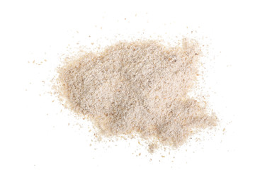 Fototapeta na wymiar oat flour isolated on white background. Top view. Flat lay