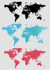 World map in different colors. Vector illustration in a flat style.