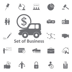 car with dollar sign icon. Simple element illustration. Business icons universal for web and mobile