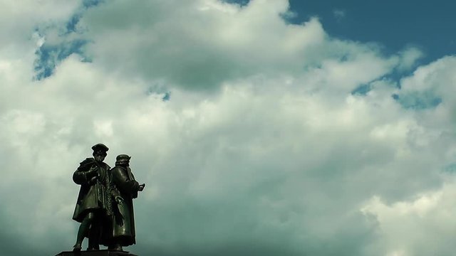 Statue and Clouds in Frankfurt