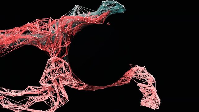 Futuristic particle mesh / circular logo reveal.