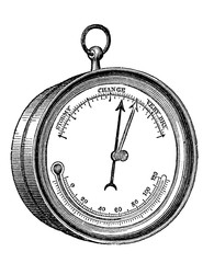 Fototapeta na wymiar victorian engraving of a barometer gauge