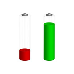 Battery charge symbols in 3D, vector
