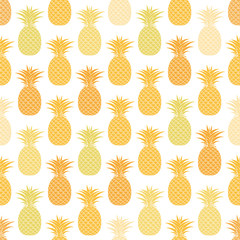 Seamless pattern of pineapple silhouettes on a white background
