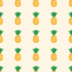 Seamless pattern from colorful pineapple on white background