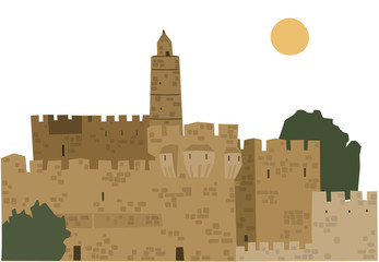 Middle East Town,Old City,  Old Jerusalem, Abstract  Illustration