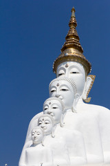 Five white Buddha statues at Wat Pha Sorn Kaew, Khao Kho, Phetchabun, Thailand