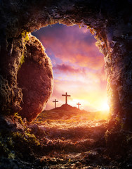 Obraz premium Empty Tomb - Crucifixion And Resurrection Of Jesus Christ