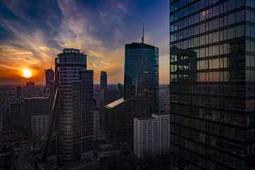 Zachód słońca w Warszawie © Drone in Warsaw