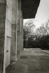 raw modernist church built out of concrete blocks