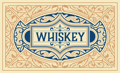 Old Whiskey label with vintage frames