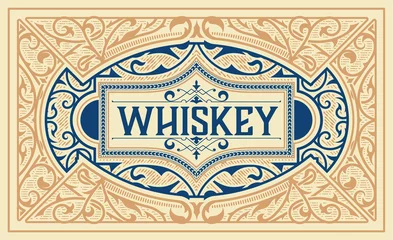 Fototapete Vintage Etiketten Altes Whisky-Etikett mit Vintage-Rahmen