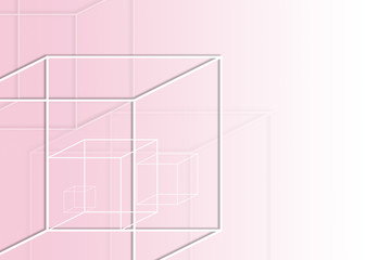 Multicolored square shapes on a pink background with place for text.