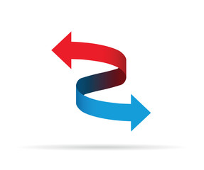 red and blue arrows