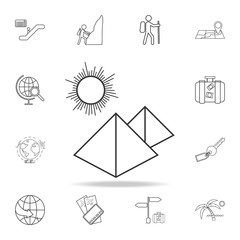 pyramid line Icon. Set of Tourism and Leisure icons. Signs, outline furniture collection, simple thin line icons for websites, web design, mobile app, info graphics