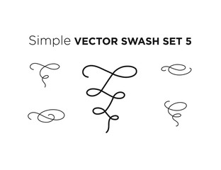 Simple calligraphic thin line swashes for invitation or classic logo design. Black swash calligraphy design elements on white background. Vector curled flourishes set with loops for decoration.
