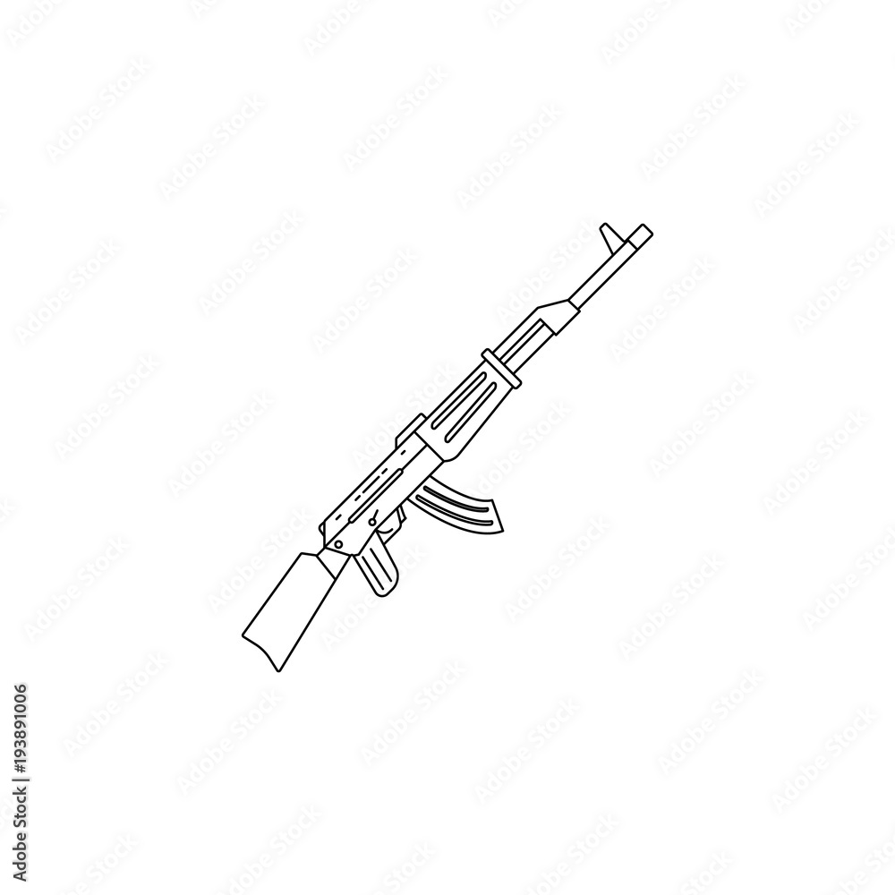Poster russian automatic icon. element of military icon for mobile concept and web apps. thin line icon for