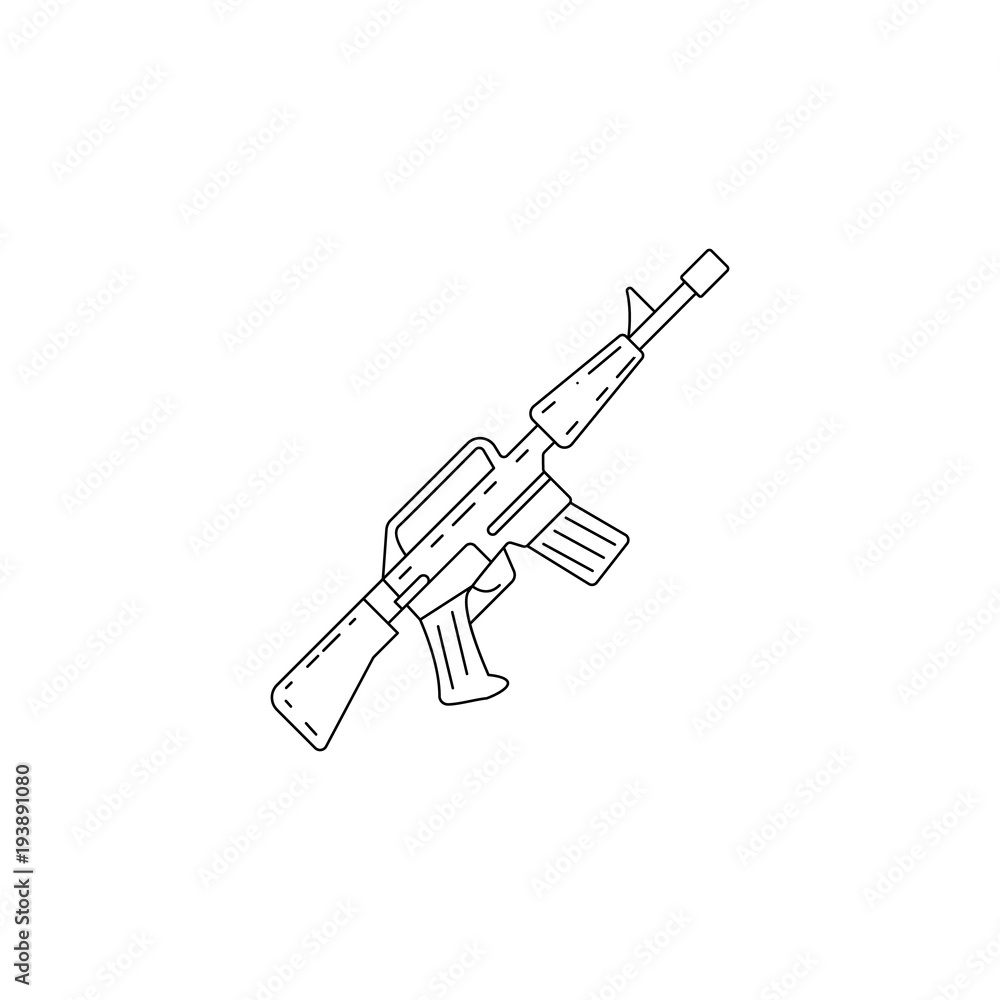 Poster weapon automatic icon. element of military icon for mobile concept and web apps. thin line icon for 
