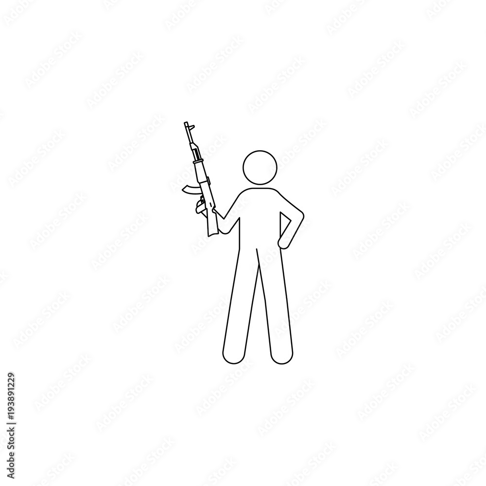 Poster the military keeps a gun icon. element of military icon for mobile concept and web apps. thin line i
