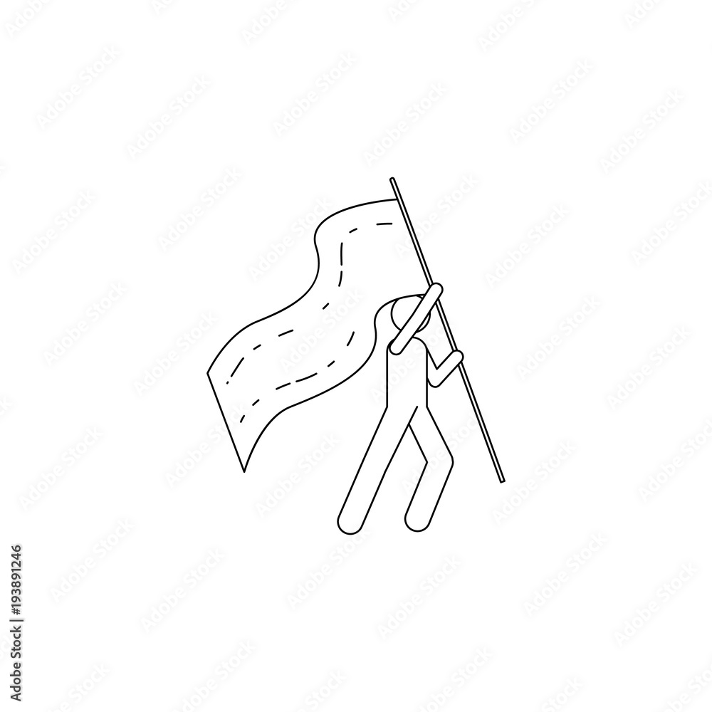 Poster military man with flag icon. element of military icon for mobile concept and web apps. thin line ico