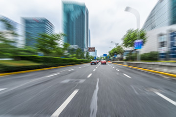 Fototapeta na wymiar Blur image of motion as fast on the road