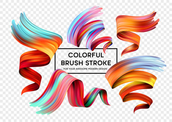 Fototapeta na wymiar Set of colorful brush strokes. Modern design element. Vector illustration