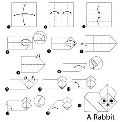 step by step instructions how to make origami A Rabbit