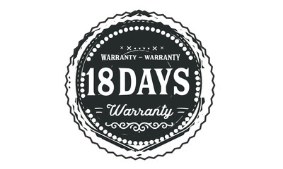 Fototapeta premium 18 days warranty icon vintage rubber stamp guarantee
