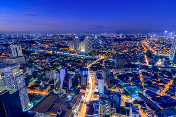 Fototapeta na wymiar Night view of Mandaluyong, View from Makati in Metro Manila, Philippines