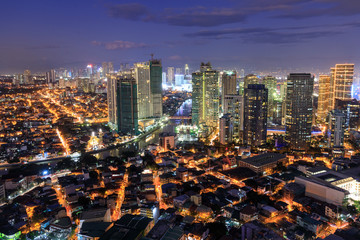 Eleveted, Night view of Rockwell, View from P Burgos Makati in Metro Manila, Philippines - obrazy, fototapety, plakaty