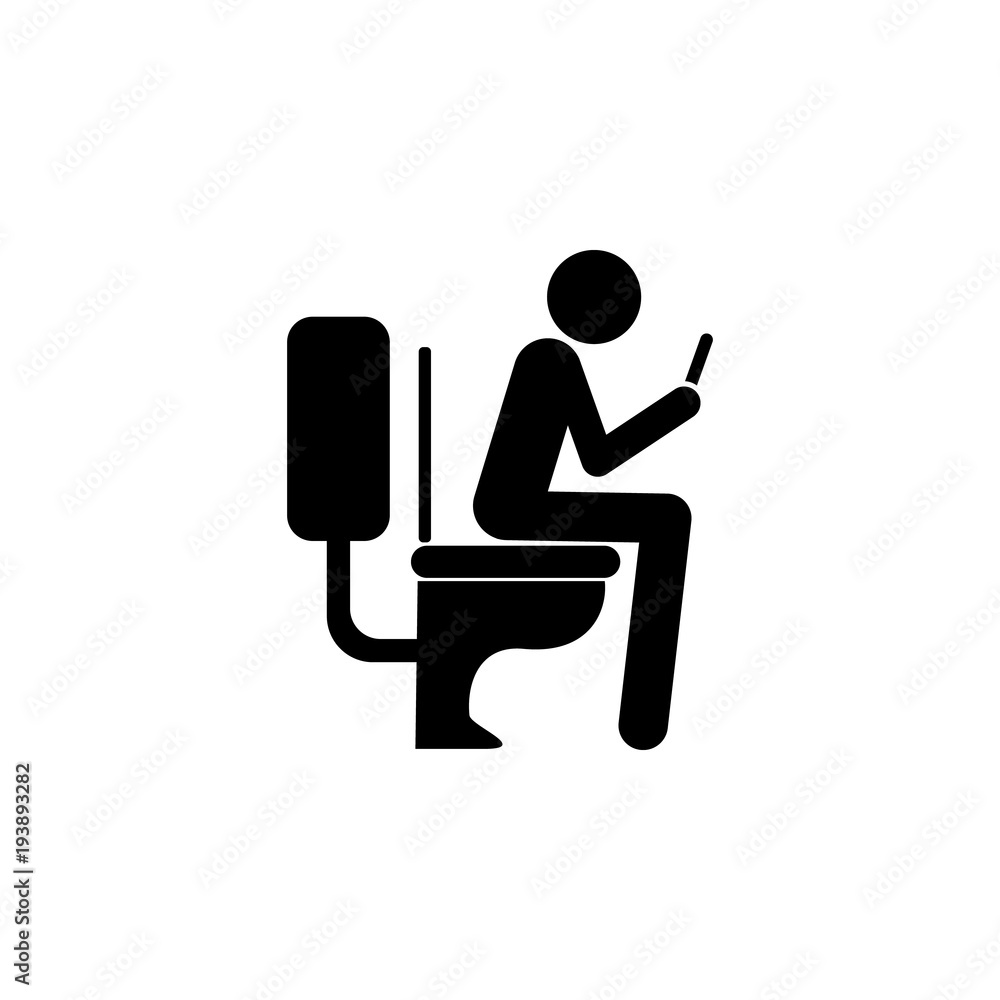Poster use the phone in the toilet icon. bad habit elements for mobile concept and web apps. i̇con for websi