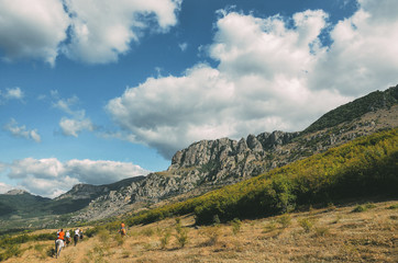 horseriding in the mountains in summer