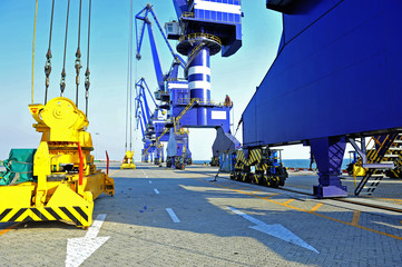 Port crane bridge and bulk carrier