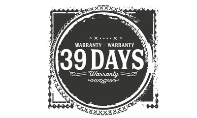 39 days warranty icon vintage rubber stamp guarantee