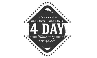 4 days warranty icon vintage rubber stamp guarantee