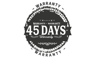 45 days warranty icon vintage rubber stamp guarantee