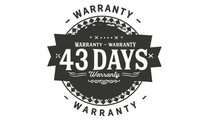 43 days warranty icon vintage rubber stamp guarantee