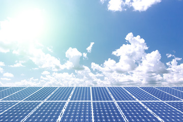 Solar panels generate electricity in the sun