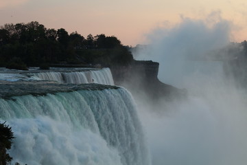 Close up of Niagara Falls in Twilight as seen from USA