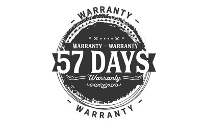 57 days warranty icon vintage rubber stamp guarantee