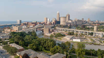 Cleveland from Ohio City - Aerial - obrazy, fototapety, plakaty