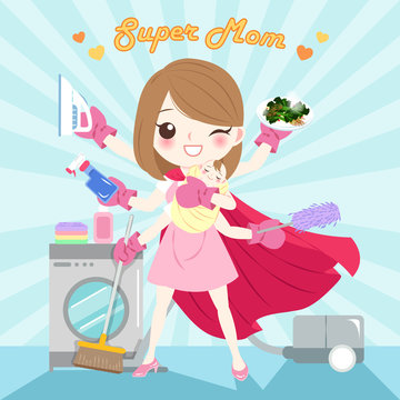 Cartoon Super Mom